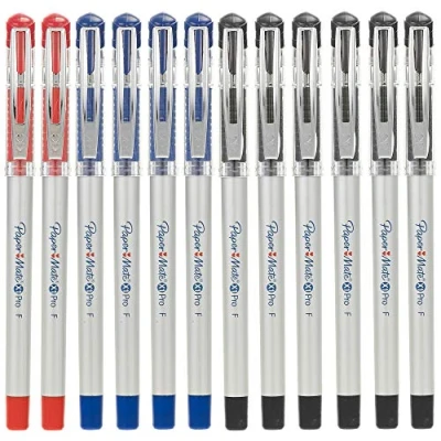 Image of URBNLIVING 12, 24 or 48 x 0.5mm Comfort Grip Gel Pens, School Office Stationary Refill, Blue, Red and Black (48)