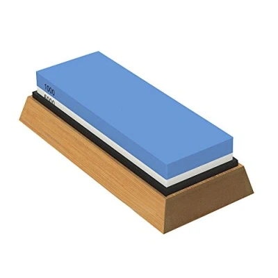 Image of NUZAMAS Premium Knife Sharpening Stone 2 Side Grit 1000/6000 Whetstone Kitchen Sharpener Waterstone Non Slip Base and Angle Guide Included