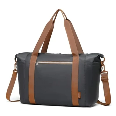 Image of Kono Travel Duffel Bag 46x30x20 Underseat Cabin Tote with Wet Pocket Carry on Hand Luggage Weekend for Women and Men (Grey &amp; Brown)