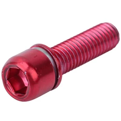 Image of Keenso bicycle screw，6 pcs M5*18MM titanium plated colored screws riser Bike Steering Handlebar Parts(red) stem m5