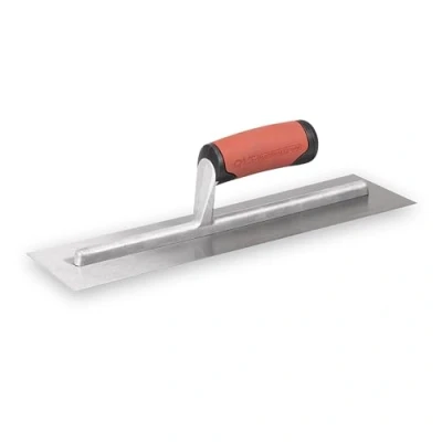 Image of Marshalltown QLT Concrete Finishing Trowel, Square Shank Mounting, 14 x 4 Inch Carbon Steel Blade with Soft Grip Handle, Tools, FT144