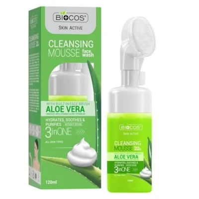 Image of BIOCOS Aloevera Wash With Mousse Deep Cleansing Self Foaming Face Cleanser Aloe Vera