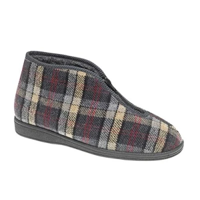 Image of Sleepers Mens Jed II Thermal Zip Bootee Slippers with Warm Fleecy Lining and Outdoor Sole Grey (Narrow Fit) 11 UK