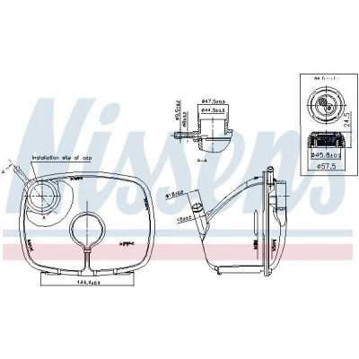 Image of 171121407, 171121407A, 171121407C, 171121407E Expansion Tank NISSENS 996370 1,8l without coolant level sensor with lid VOLKSWAGEN: GOLF 2