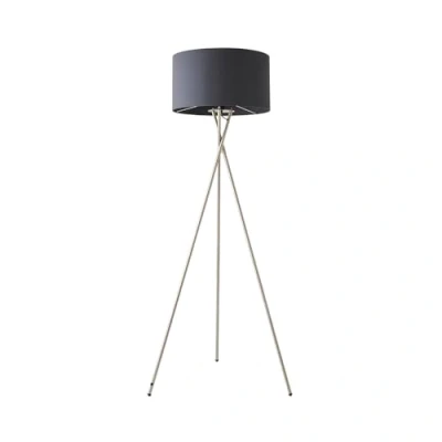 Image of MiniSun Modern Brushed Chrome Floor Lamp with a Dark Grey Shade Lamps &amp; Torchieres, Home Décor Improvement Essential