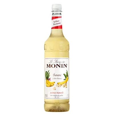 Image of MONIN Premium Yellow Banana Syrup 1L for Cocktails and Mocktails. Vegan Friendly, Allergen Free, 100% Natural Flavours Colourings. Pair with Caramel Banoffee