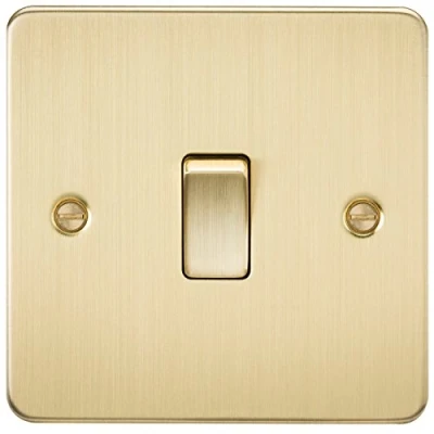 Image of KnightsBridge Flat Plate 20A 1G DP switch brushed brass