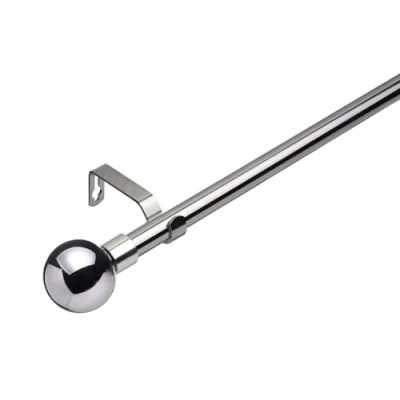Image of Lister Cartwright 19 mm Extendable Metal Curtain Poles, Chrome (Ball Finials, 210 320 cm)