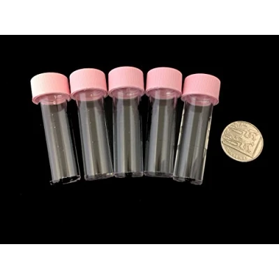 Image of 5ml Plastic Test Tubes vials Sample containers Powder Craft with Pink Screw caps (10)