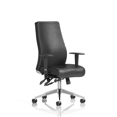 Image of Onyx Ergo Posture Chair with Height Adjustable Arms without Headrest Black Soft Bonded Leather