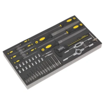 Image of Siegen Tool Tray with Tap &amp; Die, File Caliper Set 48pc