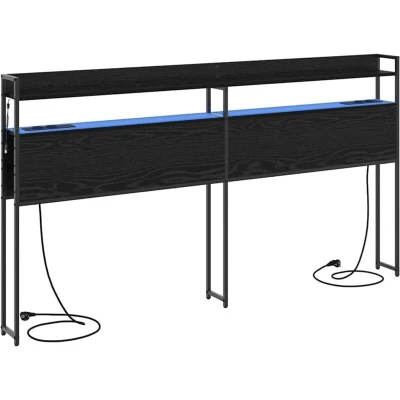 Image of vidaXL Storage Headboard Black oak 200 cm Engineered wood