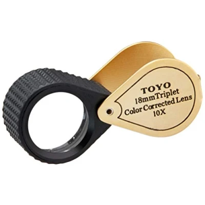 Image of TOYO Professional 10X Magnifying Jeweler&#039;s Loupe with 18mm Triplet Lens, Gold