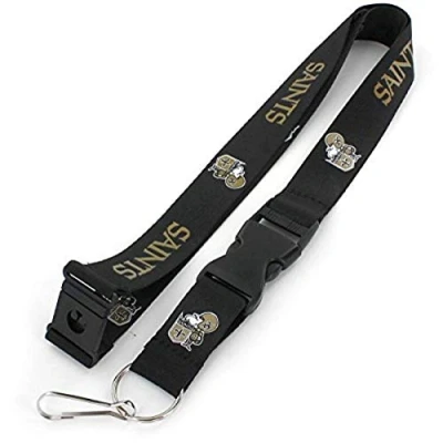 Image of aminco NFL New Orleans Saints Throwback Lanyard, Black, 6