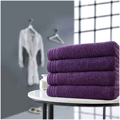Image of GC GAVENO CAVAILIA Super Soft 4 Pack Bath Sheets, Highly Absorbent Extra Large Towel Set, 500 GSM Egyptian Cotton Bathroom Towels, Purple, 75x135