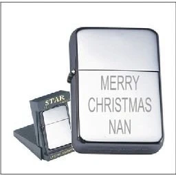 Image of MERRY CHRISTMAS NAN PERSONALISED ENGRAVED STAR CHROME PETROL LIGHTER 174 FREE OF CHARGE