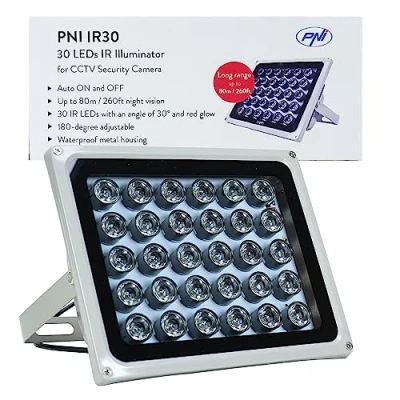 Image of PNI Reflector with Infrared LEDs IR30 for Cameras and CCTV Systems, 30 IR LEDs, Distance 80m, IP66