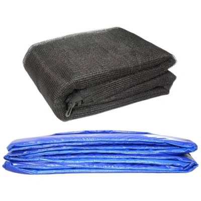 Image of Greenbay Trampoline Replacement Spring Cover Padding Pad &amp; Safety Net Enclosure Surround Bundle 13FT Blue