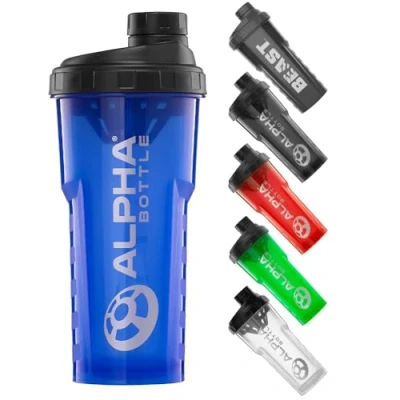 Image of Alpha Designs Protein Shaker Bottle 750ml Gym Cup for Powder Shakes &amp; Sports Supplements Pre Workout Mixer BPA Free 0.75L Blue