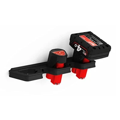 Image of NewGround Designs Battery Wall Mount Suitable for Milwaukee Batteries M12 / 12 V/Battery Holder (fits 3 Batteries) [Made in Germany]