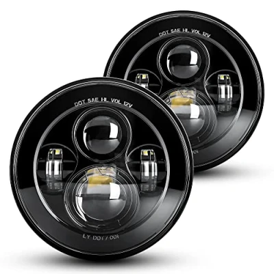 Image of LX LIGHT 7&#039;&#039; Round Black Cree LED Headlight High Low Beam for Jeep Wrangler JK TJ LJ CJ Hummber H1 H2 (Pair)