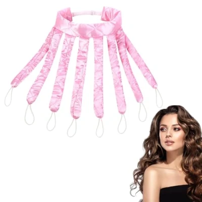 Image of SYEYCW 1 Pcs Octopus Curling Rod, Soft No Heat Hair Curlers, Heatless Rod Headband, Curlers for Sleeping Overnight, Long Hair, DIY Styling Tools, Pink