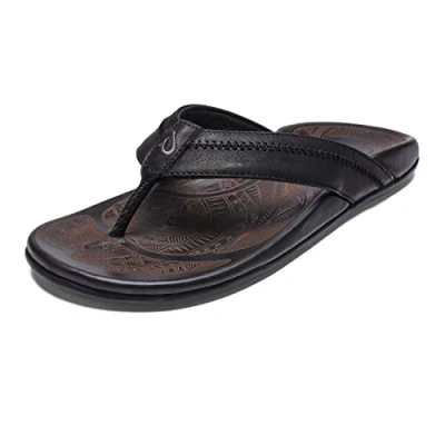Image of OLUKAI New Men&#039;s Hiapo Flip Flop Sandal Lava Rock/Lava Rock 9