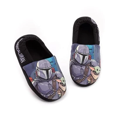 Image of Star Wars The Mandalorian Slippers For Boys Kids Baby Yoda Character House Shoes Movie Merchandise Him Foam Slip On 5 UK