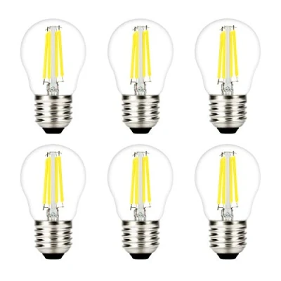 Image of ZFQ 4W G45 E27 LED Filament Golfball Bulb, Cool White 6500K Edison Screw 40W Incandescent Equivalent, Vintage Glass Mini Globe Non dimmable, 6 Pack