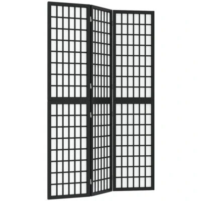 Image of vidaXL Folding 3 Panel Room Divider Japanese Style 120x170 cm Black