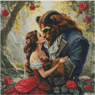 Image of Belle in red Counted Cross Stitch Kits, 14 Count aida Fabric, 100% Cotton Thread,180x180 Stitch, kit