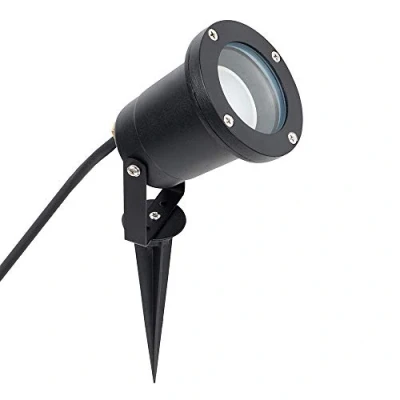 Image of MiniSun Modern IP65 Rated Ground Spike/Wall Mount Outdoor Light in a Black Finish Complete with LED Dusk to Dawn Sensor Bulb [4500K]