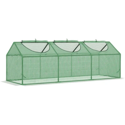 Image of Outsunny Mini Greenhouse Small Plant Grow House for Outdoor w/PE Cover 3 Windows Green