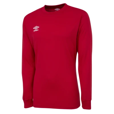 Image of Umbro Mens Club Long Sleeved Jersey (Vermillion) Red Size Small