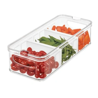 Image of iDesign Fridge box, large BPA free plastic storage kitchen or office system, clear, 38.1 x 16.5 9.5 cm