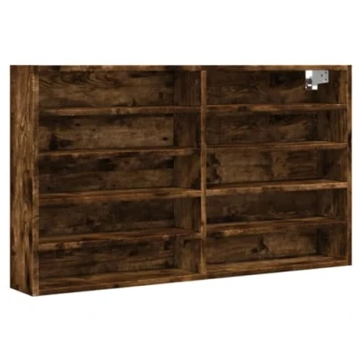Image of vidaXL Vitrine Cabinet Floating Shelf Smoked Oak Engineered Wood, Modern Wall Storage Unit for Living Room/Bedroom/Hallway, 100x15x58cm
