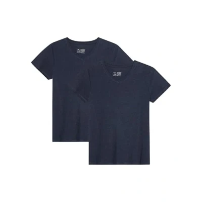 Image of DANISH ENDURANCE T Shirts for Women, Organic Cotton Ladies Shirts, Multipack, Crew Neck or V Womens Tops, 2 Pack, Dark Navy M
