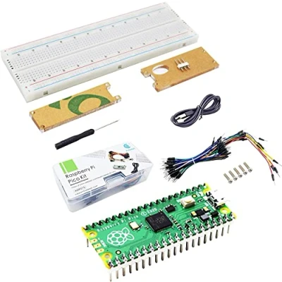 Image of Adeept Raspberry Pi Pico Learning Starter Kit Microcontroller Board with Pre soldered Headers Based On RP2040 +Breadboard + Protective Acrylic Case Jumper Wires