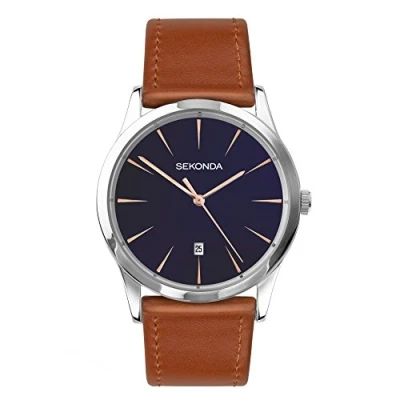 Image of Sekonda Mens Quartz Watch, Analogue Classic Display and Tan PU Strap 1559.27