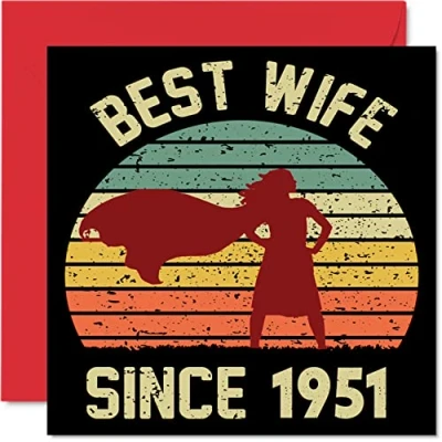 Image of 73rd Anniversary Card for Wife from Husband Best Since 1951 I Love You Gifts, Happy Wedding Cards Partner, 145mm x Greeting Seventy Third Anniversaries