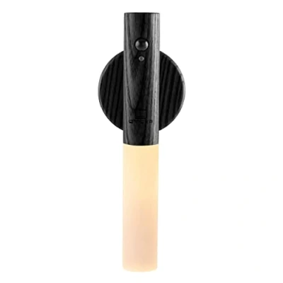 Image of Gingko Smart LED Baton Wall Light, Rechargeable with Motion Sensor, Made from Natural Wood Magnetised Base (Black)