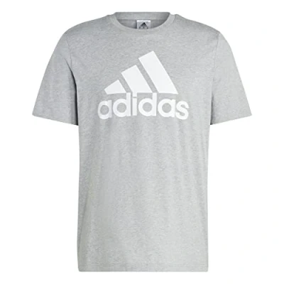Image of adidas Sportswear Essentials Print Tshirt, Men&#039;s, Size: Medium, Medium grey heather
