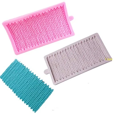 Image of MoonyLI Fondant Silicone Molds,Cake Decorating,Fondant Gum Paste Icing,Knitting Sweater &amp; Crochet Texture Embossed Design,Fondant Impression Mat