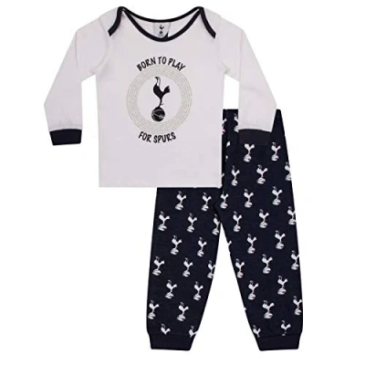 Image of Tottenham Hotspur FC Official Football Gift Boys Kids Baby Pyjamas 0 3 Months White
