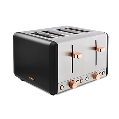 Image of Tower T20051RG toaster 6 4 slice(s) 1800 W Black