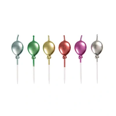 Image of Unique Party 19991 Metallic Balloon Pick Birthday Candles, Pack of 6
