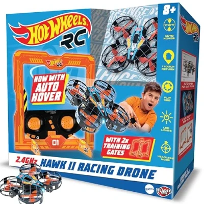 Image of BLADEZ Hot Wheels Hawk 24 Racing Quad, Remote Control Drone, Flying Toy, Perform Stunts and Race, RC 2.4 GHz with lights, Crash Resistant, Licensed Toy Toyz