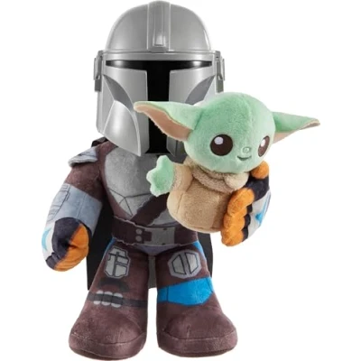 Image of Star Wars Mandalorian Book of Boba Fett Series and grogu feature plush Disney+ disneyplus show sounds soft plushy toy (HNT52)