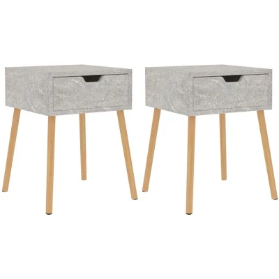 Image of vidaXL Bedside Cabinets 2 pcs Concrete Grey 40x40x56 cm Engineered Wood