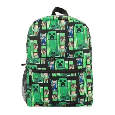 Image of Minecraft Creeper AOP Kids Back To School Backpack